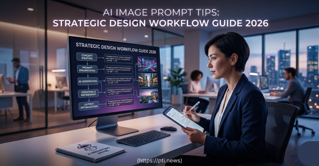 AI-generated image design workflow on a computer screen