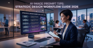 AI-generated image design workflow on a computer screen