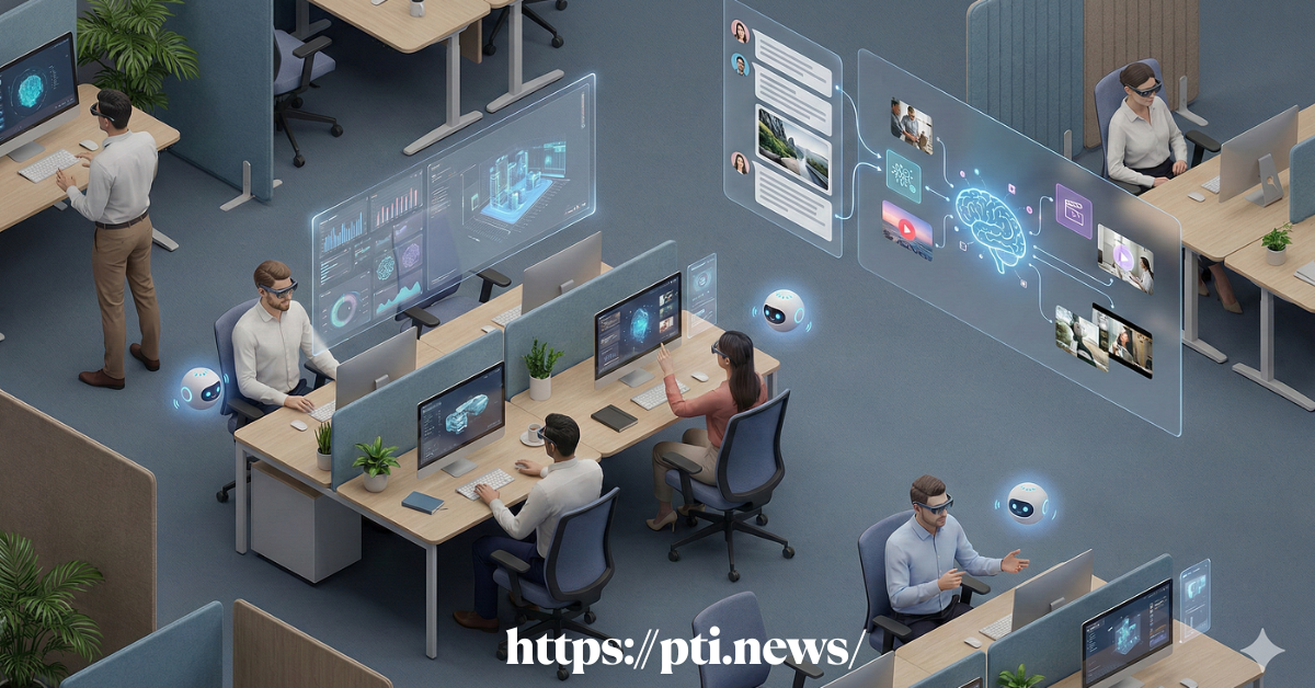 Advanced AI system analyzing data with machine learning models