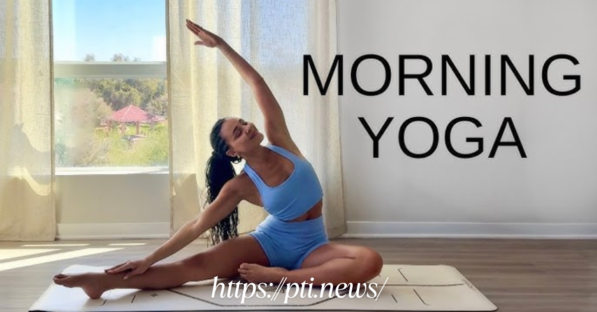 Woman performing morning yoga routine in a sunlit room