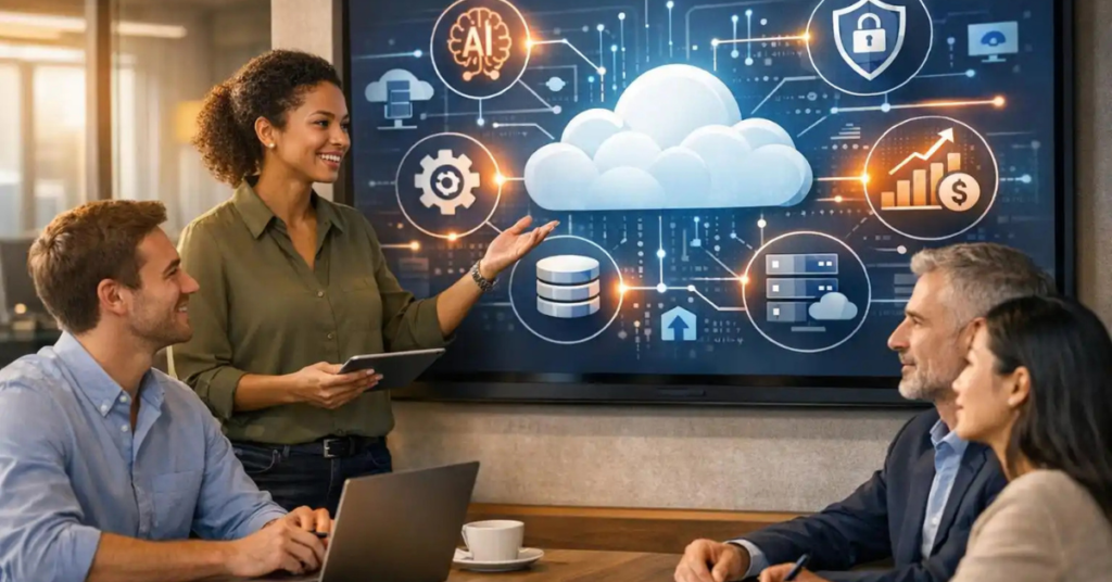 Computing innovations cloud technology concept with futuristic digital interface